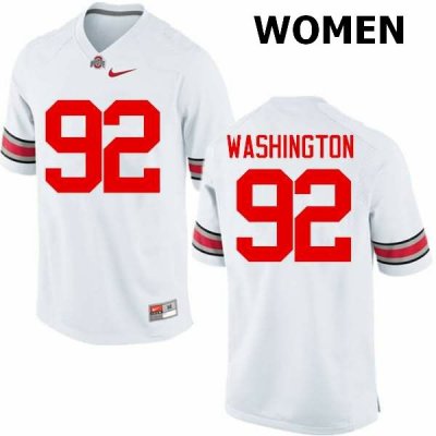 NCAA Ohio State Buckeyes Women's #92 Adolphus Washington White Nike Football College Jersey SBH5045KE